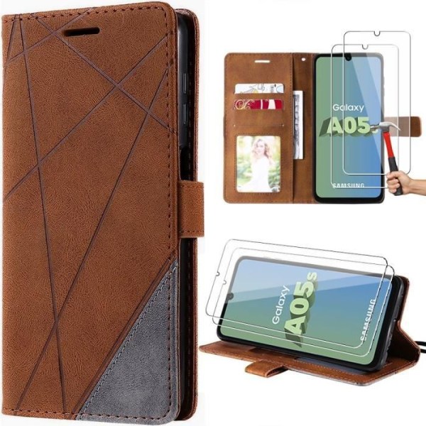 Skyddsfodral för Samsung Galaxy A05s - BOOLING - Brun - Halvstyv - Syntetläder - Lock kastanj