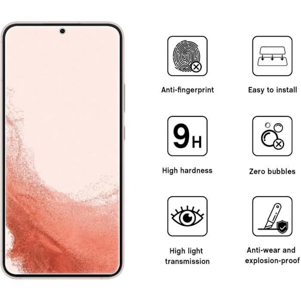 Skyddsfilm - WFTE - Samsung Galaxy S22 Plus 5G - 0,26 mm härdat glas - Anti-fingeravtryck - 9H hårdhet -