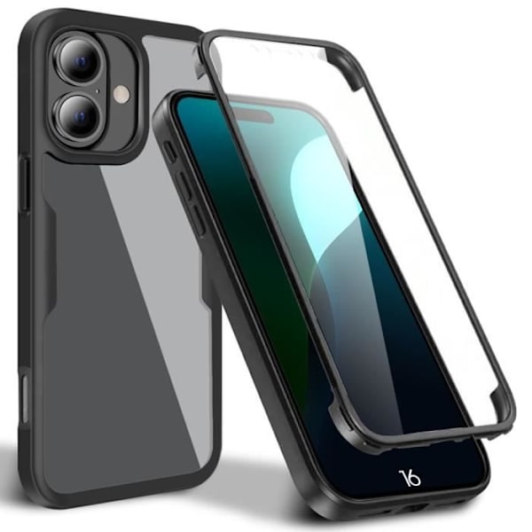 Skyddsskal - Ej specificerat - iPhone 16 - Silikon och PC - 360° skydd - Elegant Svart