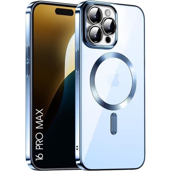 Skyddsfodral - för iPhone - 16 Pro Max - Silikon - Stötsäker - Magnetiskt cirkel Blå