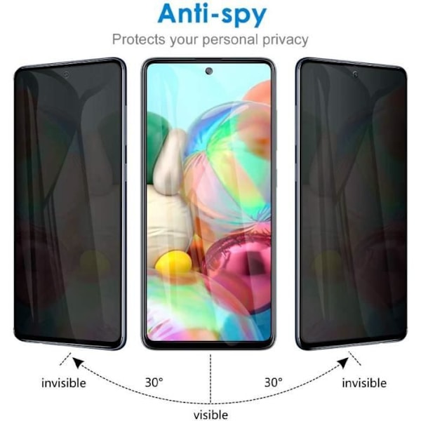 3 Anti-Spy Tempered Glasögon för Samsung Galaxy A51 Stötsäkert skydd Svart