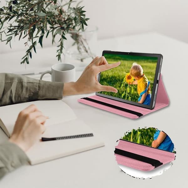 Coque - BOOLING - för Samsung Galaxy Tab A9 Plus / A11 Plus - Skyddande Rotering 360° - Rosa Rosa