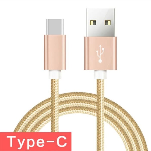 USB Type C-kabel [50CM]- Nylon USB C-kabel för Samsung S8 Plus/S8/Honor 9/A3/5(2017)/Sony XA1/XZ/Sony L1/Pixel/Macbook Pro ect GOLD
