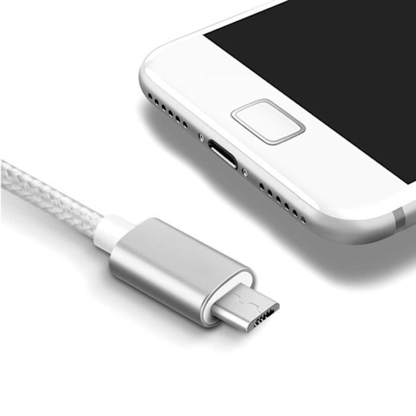 Micro USB-kabel - Ospecifierad - 2M - Silvernylon - Kompatibel med Android - Micro USB-kontakt