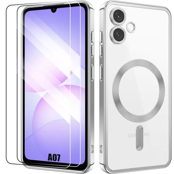 Skyddsskal - BOOLING - för Samsung Galaxy A07 - Silver - Stötsäker - Magnetisk Kamerafilm Silver
