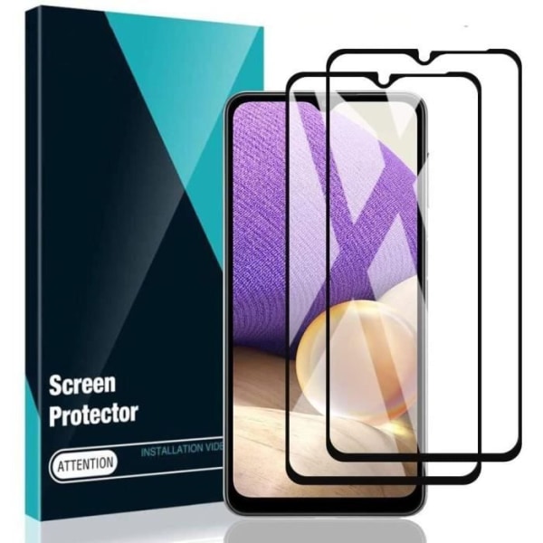 Helhärdat glas för Samsung A32 5G - PROSHOP - Paket med 3 svarta filmer - 9H motstånd - Anti-repa Transparent med svart kant