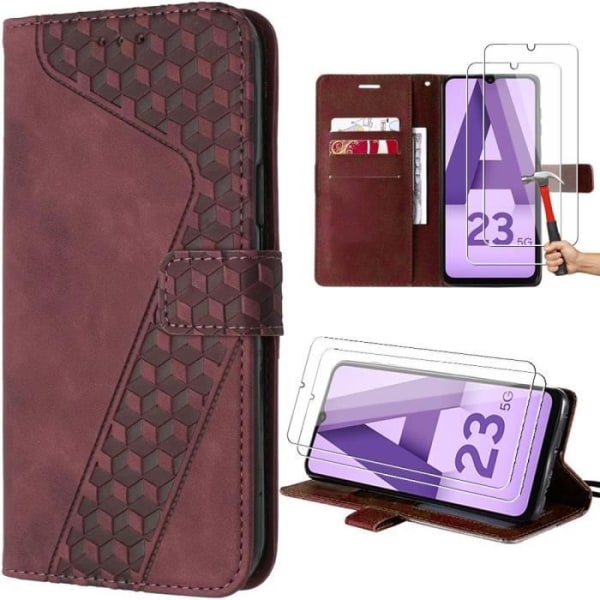 Coque folio - Samsung - Galaxy A23 5G - Röd - Stöttålig - Präglat PU-läder Röd