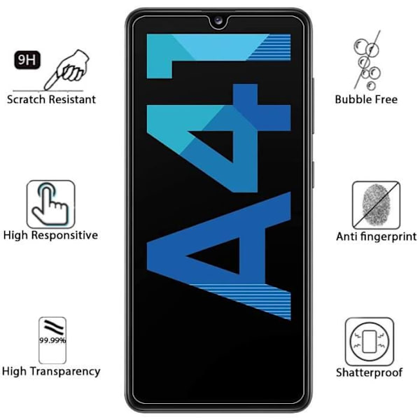 [3 delar härdat glas för Samsung Galaxy A41 skärmskydd, glasskydd 9H hårdhet, bubbelfritt, hög
