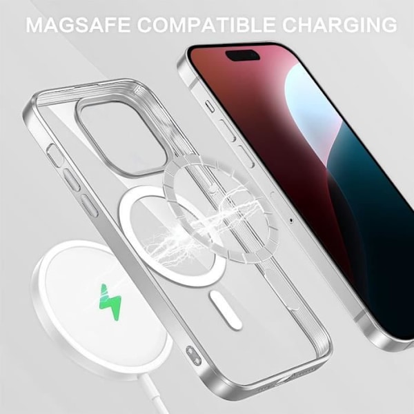 Cover til iPhone 16 Plus med magnetisk cirkel, stødsikker beskyttelse Transparent TPU Silver Chrome Contour Silver