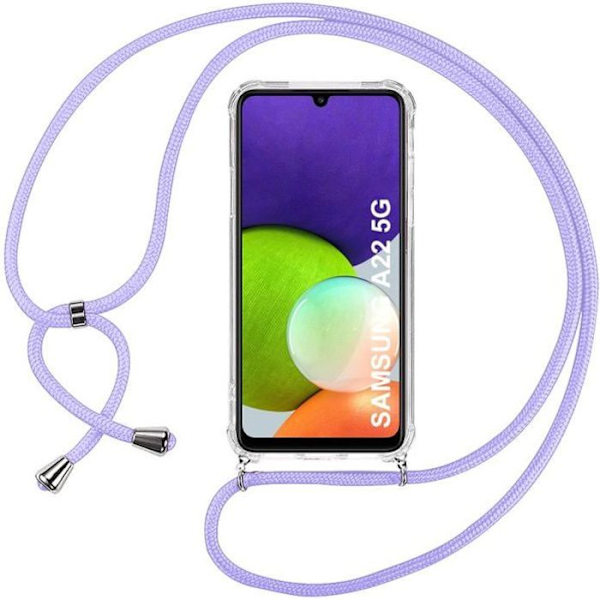 Skyddande Skal - PROSHOP - Samsung Galaxy A22 5G - TPU Transparent - Lila Snodd - Mjuk Transparent-lila
