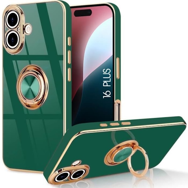 Ringfodral för iPhone 16 Plus - Midnattsgrön Elegant Stötsäker Anti-Scratch Luxury Mjuk TPU