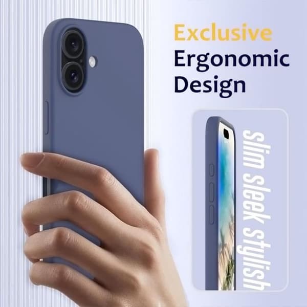 Skyddsskal - BOOLING - för iPhone 16 Plus - Flytande Silikon - Ultra Slim - Mörkblå Midnattsblå