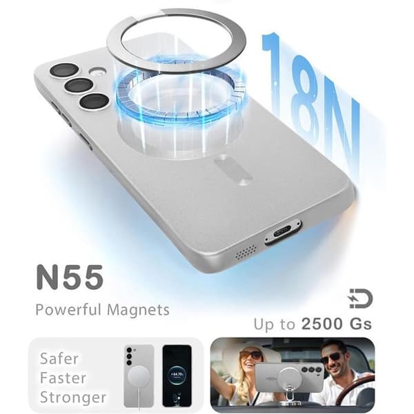 Skyddsskal - BOOLING - för Samsung Galaxy A17 4G/5G - Slim-silikon med magnetring - Silver Silver