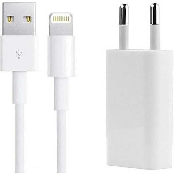 Laddare - Kompatibel med iPhone - 5/5S/5C/6/6PLUS/7/8/X - Vit - 40g - Flera modeller Vit