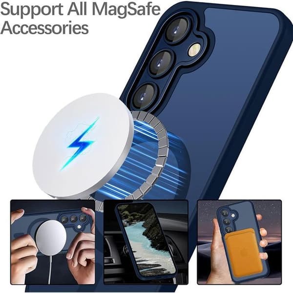 Skyddsfodral för Samsung Galaxy S26 FE, Stötsäker med Magnetring - Mörkblå - 2 Härdade Glas marinblå