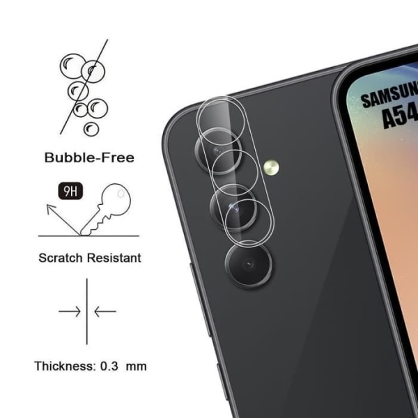Bakre kamera härdade glasögon för Samsung Galaxy A54 5G - BOOLING - Set om 3 - Genomskinlig - Anti-Scratch Transparent