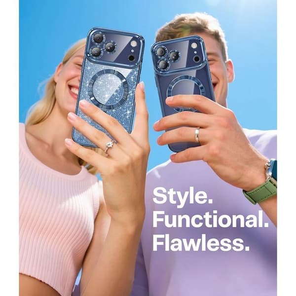 Skyddsskal - BOOLING - för iPhone 17 Pro - med magnetring - Blå - 2 härdade glas Blå