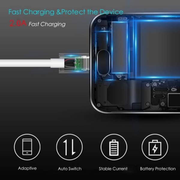 3st Laddarkabel 1M, Kabel för iPhone iPad iPod med aluminiumbeständig kontakt, Ultrasnabb USB-laddarkabel - Vit