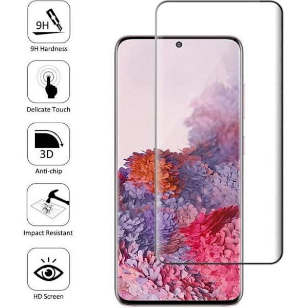 För Samsung Galaxy S20- S20 5G 6.2": 1 Resistant Curved Edge Skärmskydd i härdat GLASS - Svart
