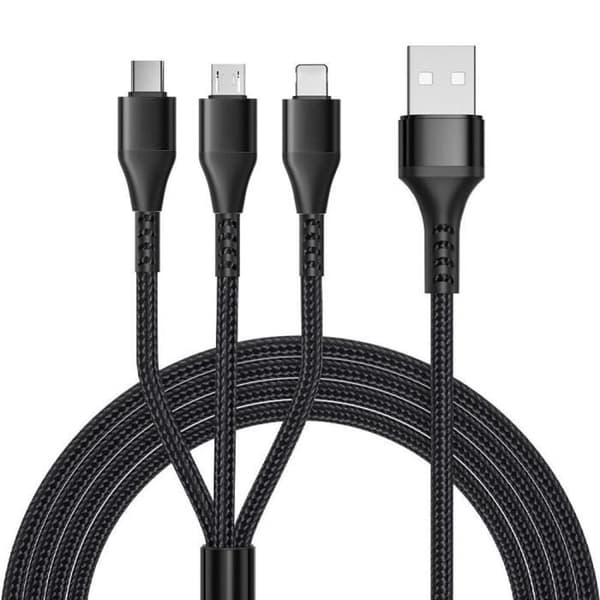 3 i 1 USB-kabel - E.F.ANSLUTNING - Typ-C Micro-USB - Svart Svart