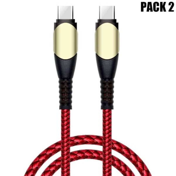 2 60W snabbladdning USB-C till USB-C-kabel för OPPO Find X3 X5 Pro Reno 8 Lite A16 A53 A53S A54 A94 - Nylon 1 meter Röd