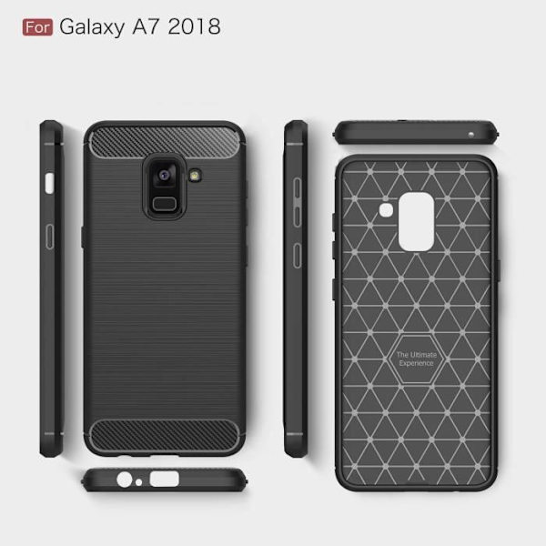 Samsung Galaxy A7 2018 Fodral Kolfiberfjädrande TPU-skyddsfodral för Samsung Galaxy A7 2018 - Svart