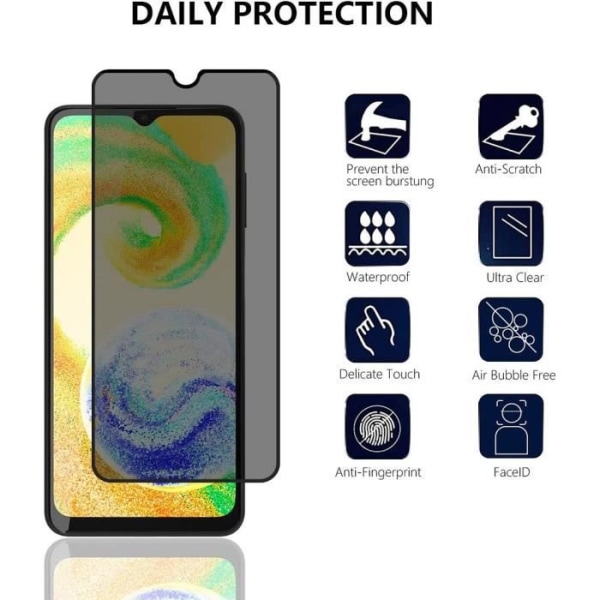 3 Anti-Spy Tempered Glasögon för Samsung Galaxy A22 skärmskydd Svart