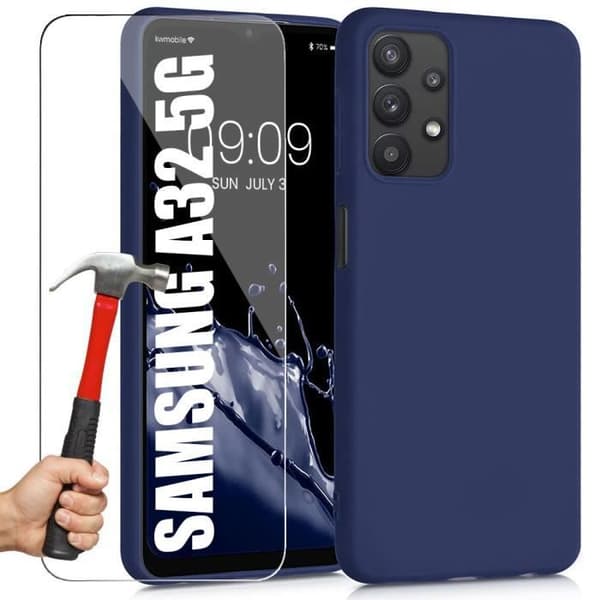 Coque - BOOLING - för Samsung Galaxy A32 5G - Flexibel - Rep-resistant - Mörkblå marinblå