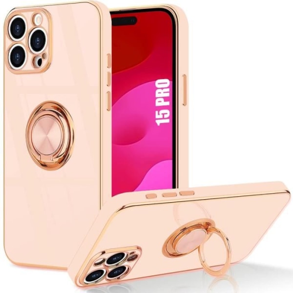 Skyddsfodral - BOOLING - för iPhone 15 Pro - Rosa - Elegant - Stötsäker - Repfria Rosa