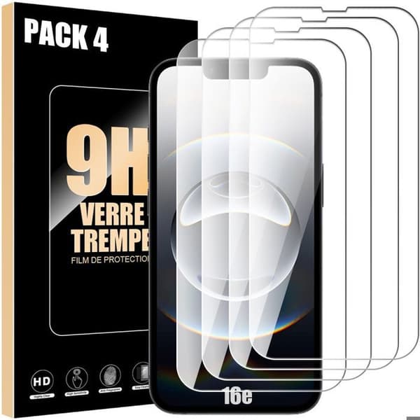 Skyddsglas i härdat glas - för iPhone 16 - 4-pack - Repstandig 9H - Stötsäker - Transparent Transparent