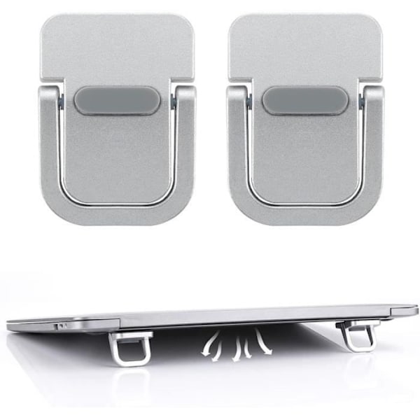 2x Mini Laptop Hållare för surfplatta, självhäftande tangentbordshållare Metall skrivbord - Silver