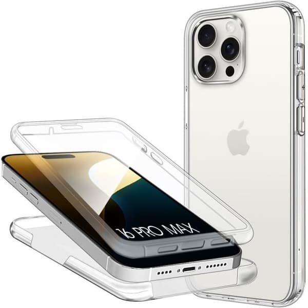 Skyddsskal - BOOLING - för iPhone 16 Pro Max - 360° skydd - Stötsäker - Transparent Transparent