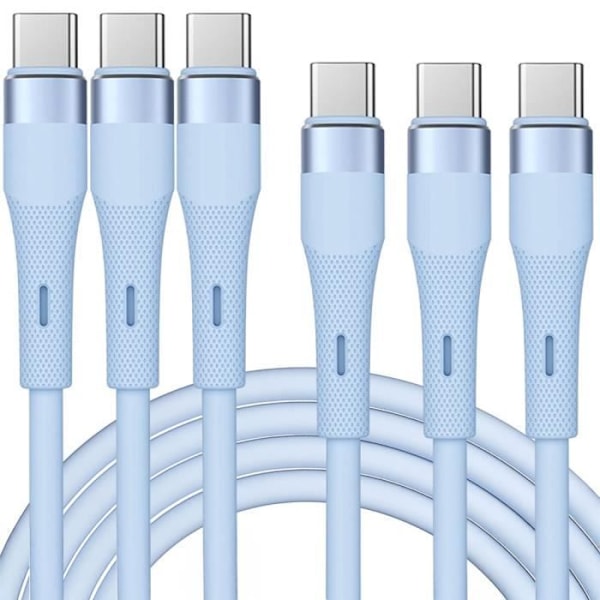 Lot-3 Typ-C Snabb Laddkabel 60W för Redmi 13C, 14C, Redmi Note 13 Pro, Note 14, Note 12 4G-5G, Note 11-11S - 1M Blå Blå