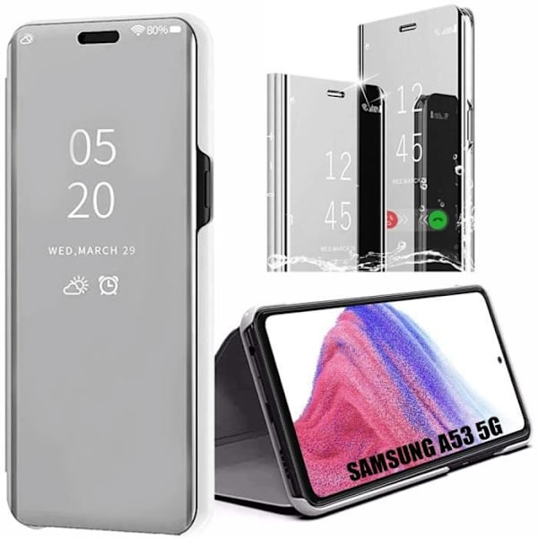 Skyddande hölje - BOOLING - Samsung Galaxy A53 5G - Silverfärgad - Spegelbeläggning - Inbyggd hållare Silver