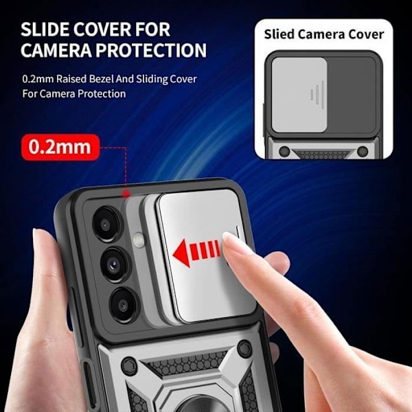Skyddsfodral till Samsung Galaxy A34 5G - BOOLING - Hårt - Stötsäkert - Anti-skrapa - Silver Silver