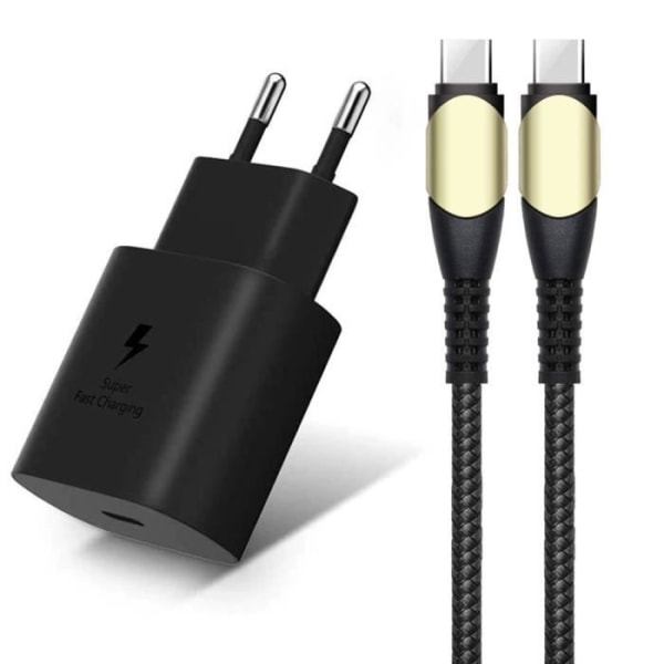 25W adapterladdare + 60W snabb USB-C-kabel för OPPO A16 A16s A53 A53S A54 A55 A56 A72 A93 A93s - Svart