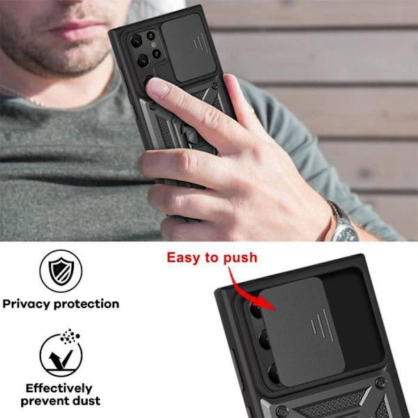 Fodral till Samsung S22 Ultra - BOOLING - Svart - Stötsäker - Förstärkt bakring - Kameraskydd Svart