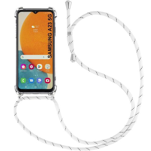 Mjukt skyddsfodral för Samsung Galaxy A23 5G - BOOLING - Genomskinlig - Anti-Shock - Vit sladd Transparent-Vit