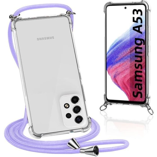 Etui til Samsung A53 5G (6,5") AntiShock Protection Forstærket TPU Transparent + Lilla ledning Transparent-lila