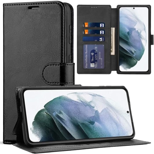 Fodral till Samsung Galaxy S22 Plus Flip Wallet PU Svart Svart