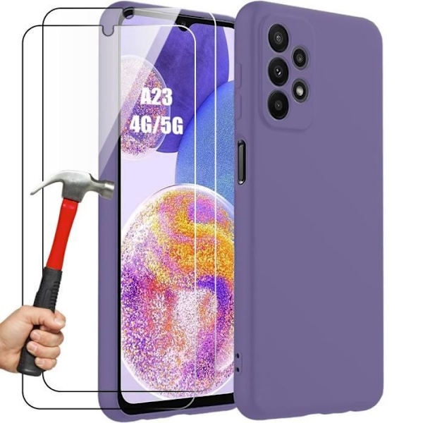 Coque - Samsung - Galaxy A23 4G-5G - Matt flytande silikon - Stötabsorberande - Tunn - Mörklila Mörklila