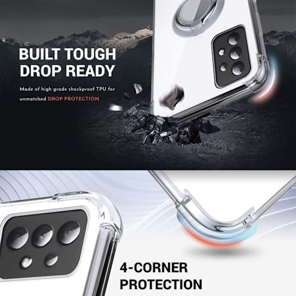 Mjukt skyddsfodral för Samsung Galaxy A54 5G - BOOLING - Stötsäkert med Silver Ring-stöd transparent-silver