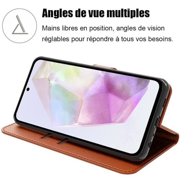 Skyddsskal - Samsung - Galaxy A35 5G - Syntetiskt läder - Brun - Stöttålig kastanj
