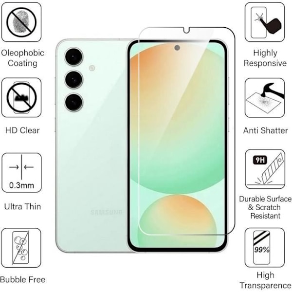 BOOLING Skärmskydd i härdat glas för Samsung Galaxy S24 FE - 3-pack - Ultratunn och stötsäker Transparent