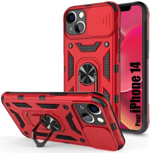 Skal till iPhone 14 Röd Ultra Resistant med stöd och bakre kameraskydd