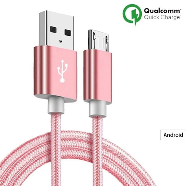 Kabel Micro USB - E.F.CONNECTION - 1M - Nylon - Rosa