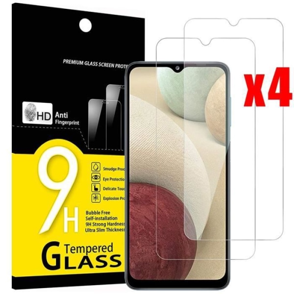 Härdat glas för Samsung A12 (6,5") Screen Anti trace Paket med 4 fönsterfilmer Transparent