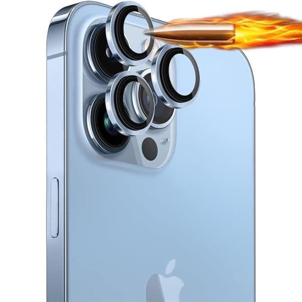 Skyddskamera - för iPhone - 13 Pro/Pro Max - Härdat Glas - Stöttålig - Represistent Klarblå