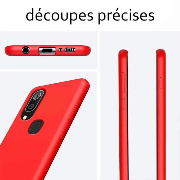 Härdat glas för Samsung A20e och Rött flexibelt skyddsskal med Stylus Toproduits®
