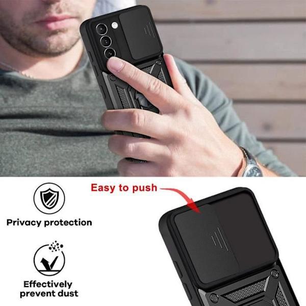 Skyddskal - PROSHOP - Samsung S21 FE - Styv - Metallstativ 360° - 2 Härdat glas Svart